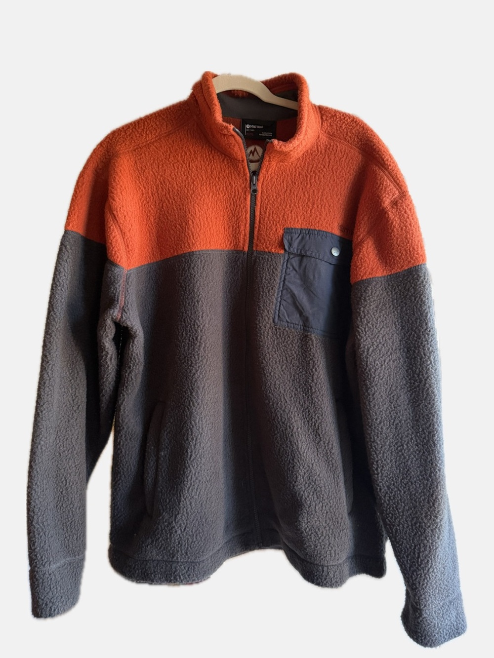 Marmot Men's Two-Tone Fleece Quarter-Zip Pullover - Orange & Gray